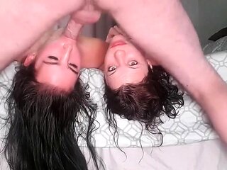 2 Whore Cock Pockets: Upside-Down Blowjob Threesome