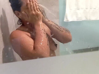 Admiring the neighbor while she showers