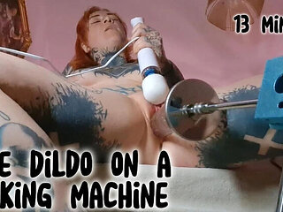 Huge Dildo Machine Fucks Nerdy German Girl Solo - Extreme Pussy Stretching Orgasm