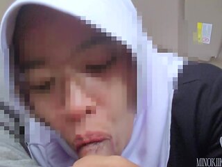 My Hijab Stepsister In Law Running Late, She Give Me A Car Bj For Helping Her - Minokiiko