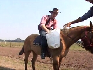 Cowboys Pound Guy in Outdoor Threesome