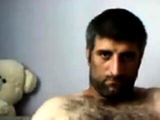 Big-Cock Turkish Bear Masturbates on Webcam