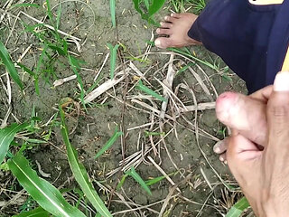 Big Cock Cumming on Field, Milk Cumshot