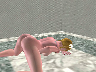 Very Beautiful 18yo Girl Rubs Pussy Doggy &amp_ Masturbates with Carrot 3D Cartoon Hentai