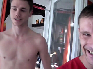 Twink fucked by his 2 friends bot gay but curious