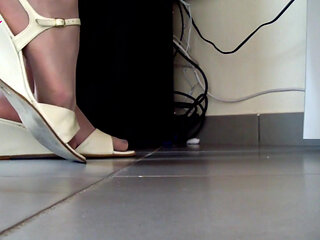 Tapping in Cream Colored Sandals