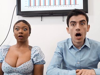 Interracial fucking in the office with naughty Avery an...