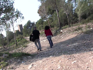 Horny brunette slut picked up and rammed