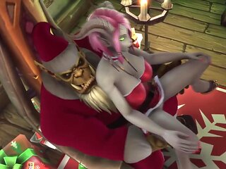 Sexy Demon Girl Rides Orc Santa's Dick : Warcraft Parody