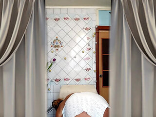 Hot Housewife Lukerya Is Delighted with the Flower a Soldier Gave Her on Women's Day.