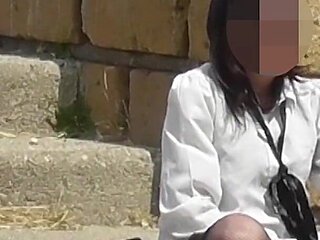 Stepsister Caught! Masturbating on Public Seaside Promenade - Strangers Watching!