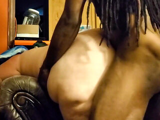 Sexy White BBW with Phat Ass Bent Over the Couch Doggystyle and Fucked Good by BBC