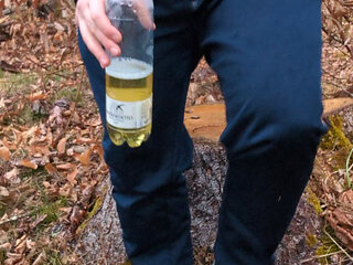 Doused with piss from a bottle while jerking off