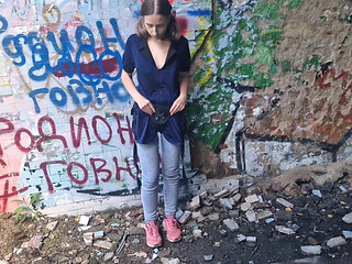 Anastasia Mistress Outdoor dangerous pegging in public doggy style best slave strapon in abandoned swimming pool dolphin Russia