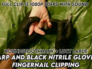 Tarp and Black Nitrile Gloves Fingernail Clipping
