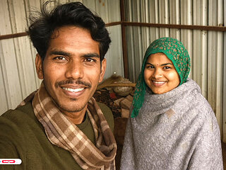 Husband wife of Indian Desi village enjoying in the field in winter and also kissing by -Snapchat143