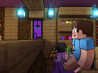 Minecraft Hentai Horny Craft - Part 21 - Witch Blowjob Under Table by Loveskysan69