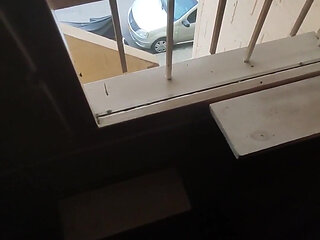 Morning jerk off in the window