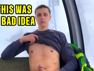 Twink Masturbates in Ski Gondola