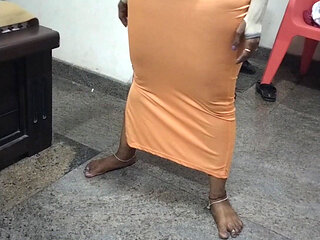 Skirt Wearing Hot Back and Boobs