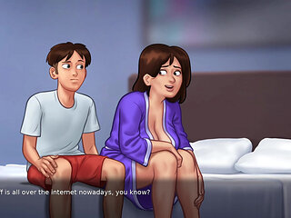 Stepson sniffs panty of her stepmom Debbie and caught later by her (Summertime Saga)