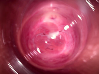 Camera deep inside Mia's tiny creamy vagina