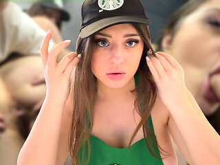 Facefucking, Deep Throat, Pussy Licking and Rough Sex with the Big Ass Barista and Her Big Boobs - Luna Doll