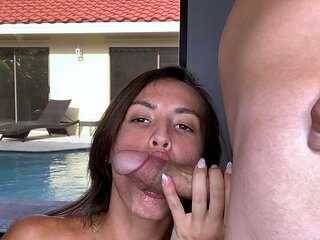 Small titted babe gives awesome blowjob