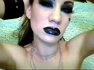 Simone sexy shiny black lipstick fetish