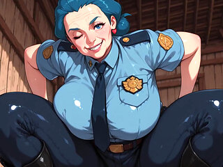 Blue Hair Ai Fanart Police Officer