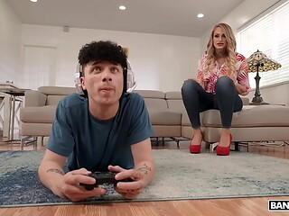 BANGBROS - Stephanie Love Sucks Her Stepson'_s Big Fat Cock Before Getting A Messy Facial