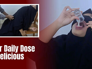 Hijab Girl with Niqab Drink a Fresh Cum from A Stranger in Waiting Room - Minokiiko