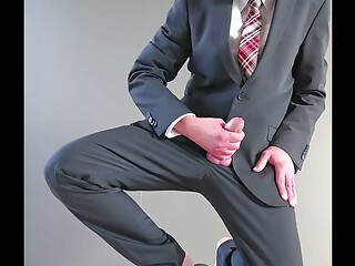 Business man wanks in flip flops