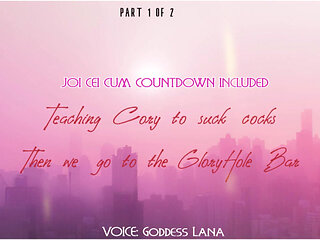 AUDIO ONLY - Teaching Cory how to suck cocks then off to the gloryhole we go part 1