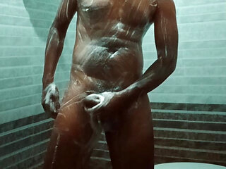 Sexy young boy nude bathing in house