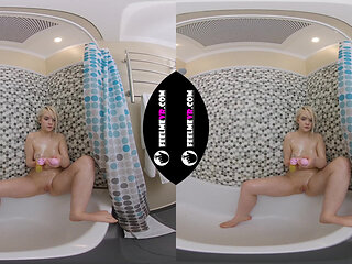 Coroline Masturbates in Shower with Pink Vibrator 3D 180vr