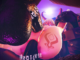 Yae Miko fucks two monsters, Two dicks in anal at once!