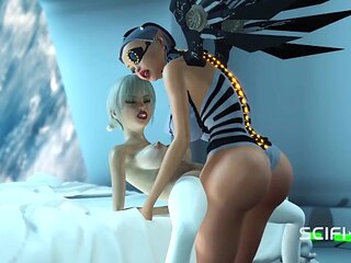 Delicious courtesan's shemale fucks girl clip