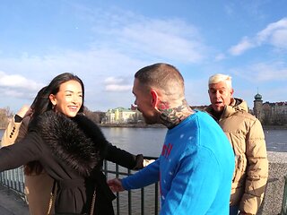 Two girls, Zuzu Sweet and Lady Gang, share a big cock in an intense threesome.