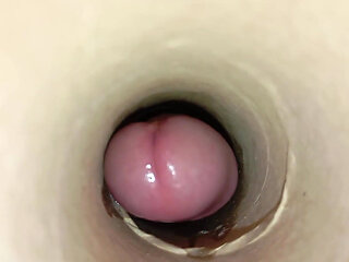 The Guy so Horny with His Big Cock Continues Fucking and Cums Inside the Hole Close up.part2