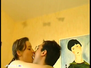 A Brunette in a Skirt Joins Her Lover for a Fuck at Home