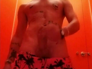 Slow Motion Amateur Vid Jerk off at a Waterpark Toilet - Bonus at the End: Sound of Dropping Cum