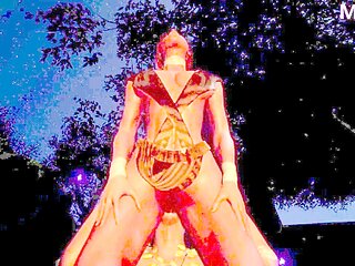 Tribal beauty getting down in the woods