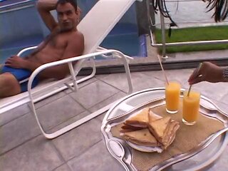 Sexy ebony in pink dress gets her apple bottom fucked hardcore