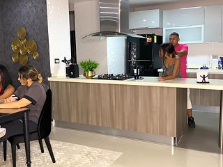 Aisha Fucks Her Friend In The Kitchen While Her Family ...