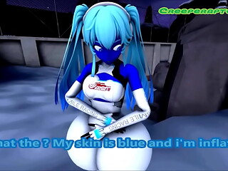 miku racing turning into a blueberry