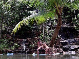 Couple Real Sex in a Waterfall in Thailand