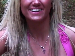 Blonde Hot MILF Loves to Suck off Strangers in the Woods
