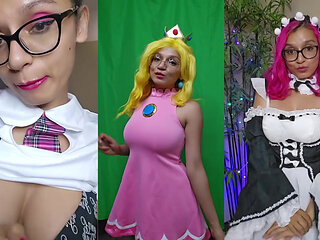 Goddess Rarity cosplays as Peach to give you a JOI