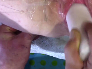 7 Very Close Spread Pussy Fucking with Dildo and Glass